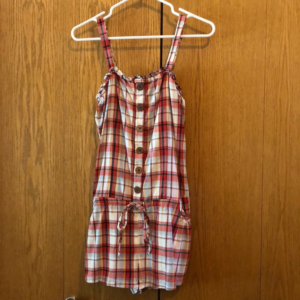 The Limited Plaid Romper with Pockets